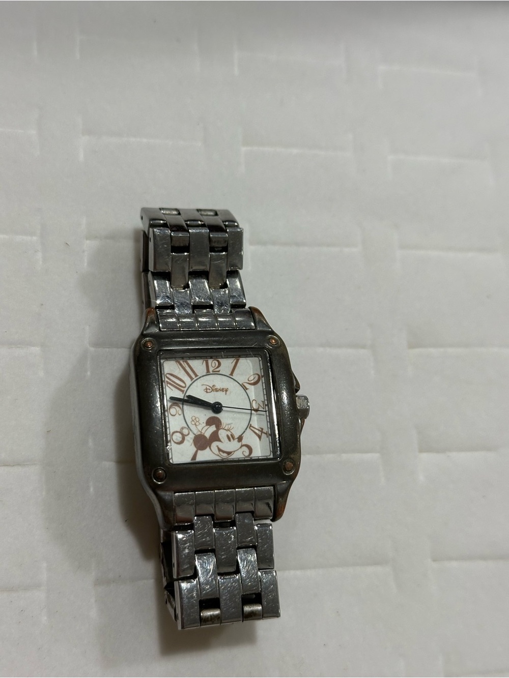 Vintage Disney Mickey Mouse Stainless Steel Square Wristwatch